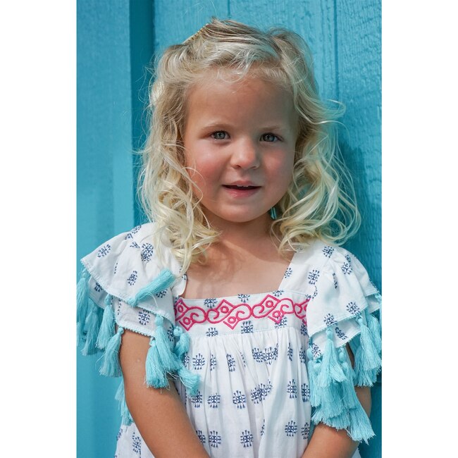 Serena Tassel Dress, White & Navy - Dresses - 2