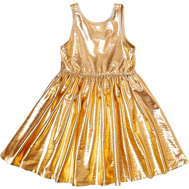 Liza Lame Dress, Gold - Dresses - 1