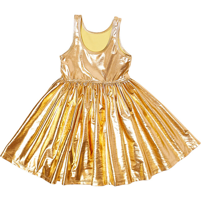 Liza Lame Dress, Gold - Dresses - 4