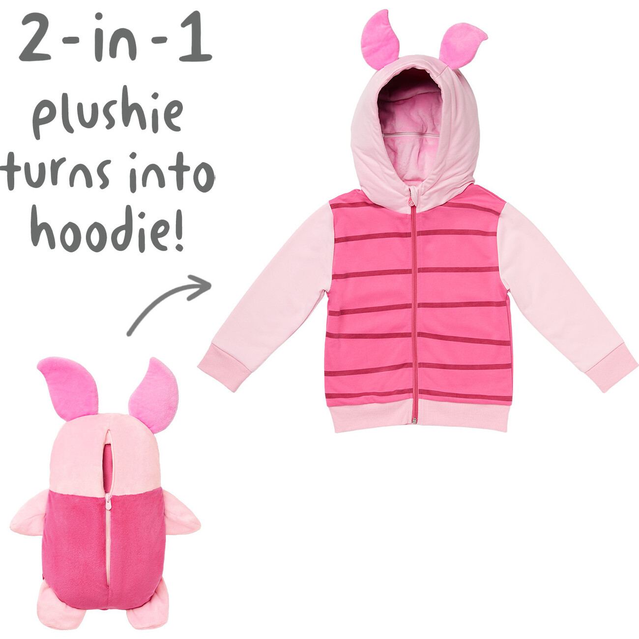 Disney Piglet Convertible Zip Up Hoodie Cubcoats Outerwear Maisonette