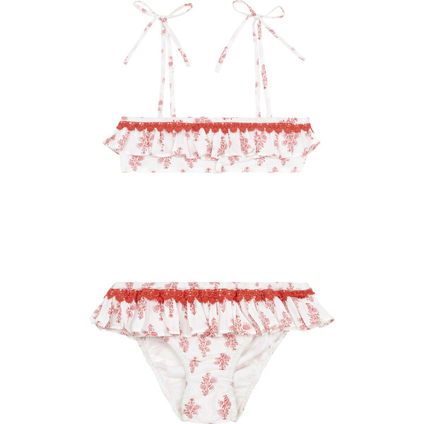 Luna Girl Bikini, White & Pink - Lison Paris Swim | Maisonette