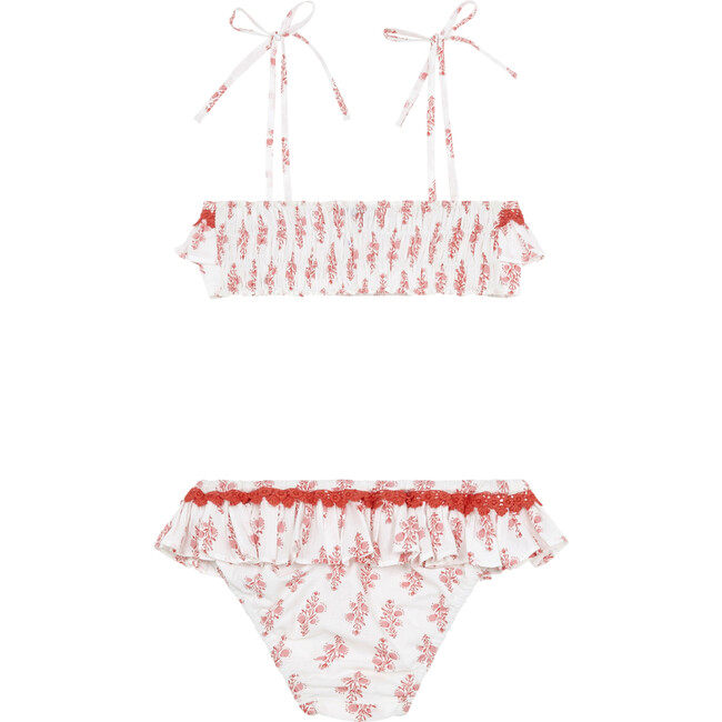 Luna Girl Bikini, White & Pink - Lison Paris Swim | Maisonette