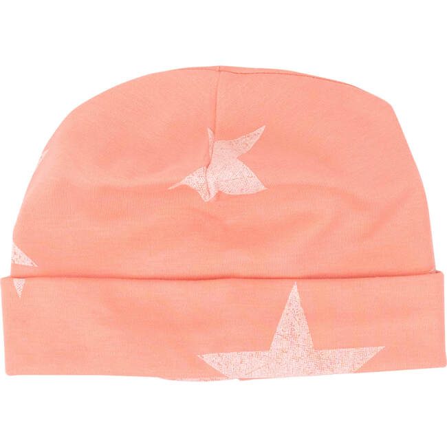 Peach Fabric White Wash Star Receiving Hat