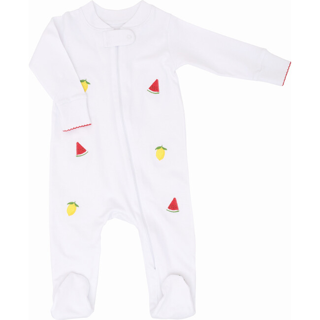 Fruit Punch Embroidered Zipper Romper
