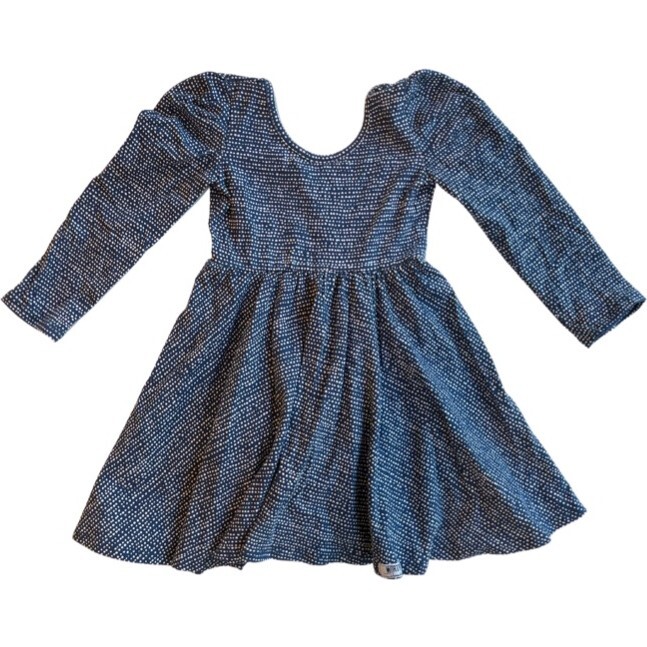Shoulder Detail & Dots Dress, Blue