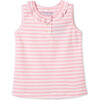 Zoe Sleeveless Polo Shirt, Pink Stripes - Shirts - 1 - thumbnail