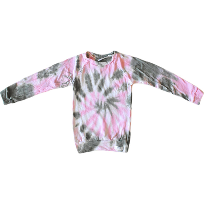 Tie Dye Raglan Shirt, Olive & Pink - Tees - 1
