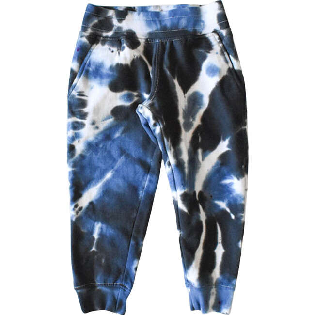 Tie Dye Jogger, Black & Navy - Sweatpants - 1