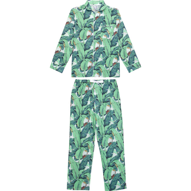 Men's Long Sleeve & Pant Set, Martinique Banana Leaf - Pajamas - 1