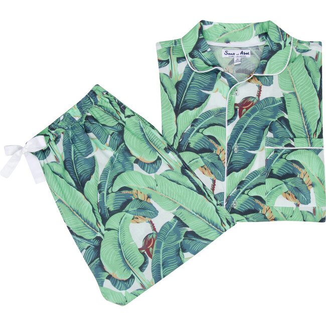 Men's Long Sleeve & Pant Set, Martinique Banana Leaf - Pajamas - 2