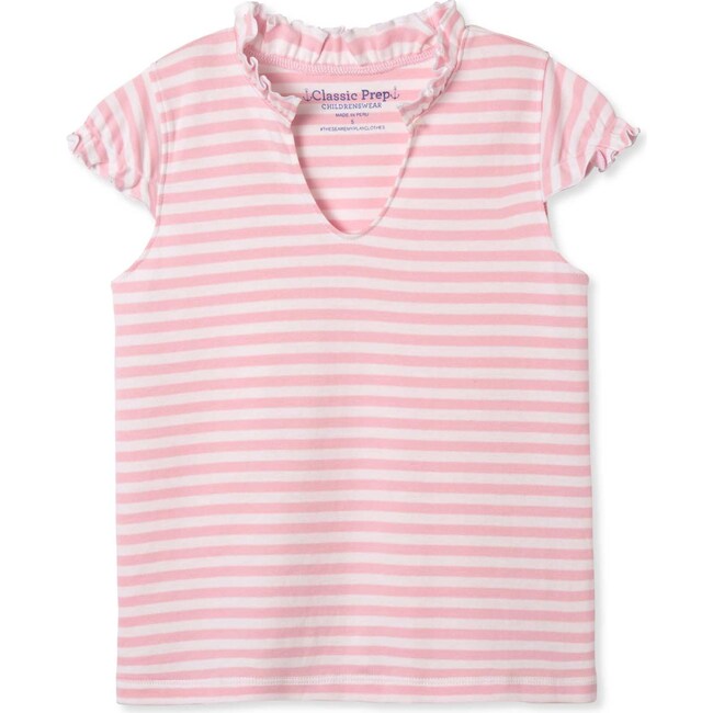 Molly Ruffle Tee, Lilly's Pink and Bright White - Tees - 1
