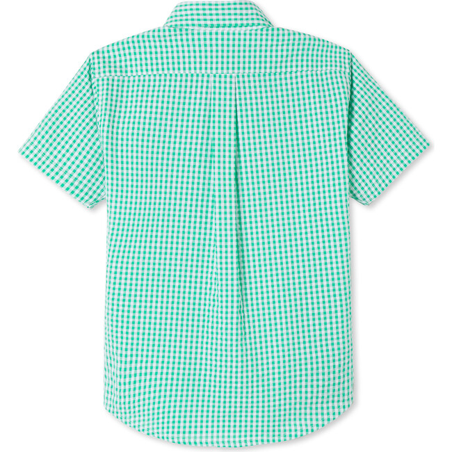 Owen Short Sleeve Button Down, Green Seersucker