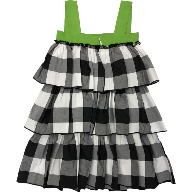 Gingham Ruffle Dress, Black & White - Dresses - 2