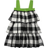 Gingham Ruffle Dress, Black & White - Dresses - 2