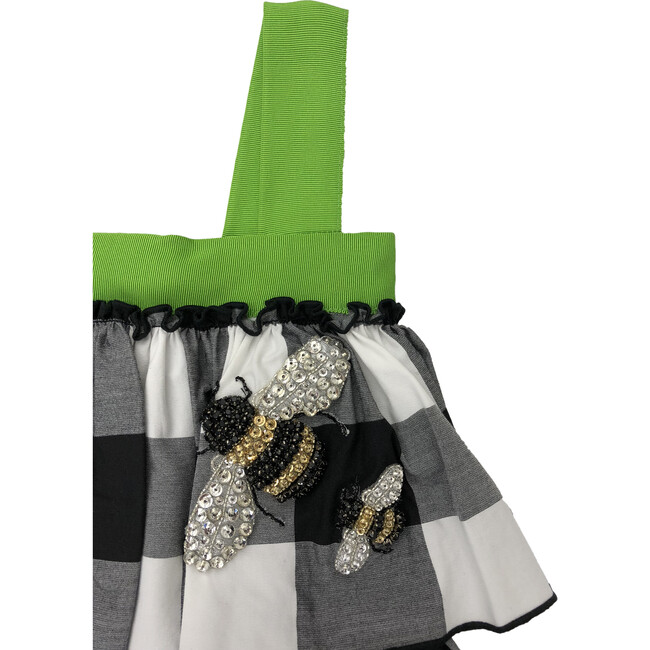 Gingham Ruffle Dress, Black & White - Dresses - 3
