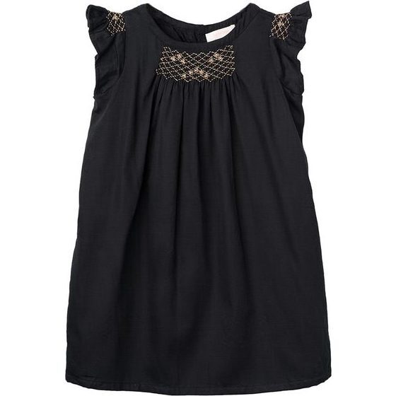 Hana Smocked Dress - Black - Dresses - 1