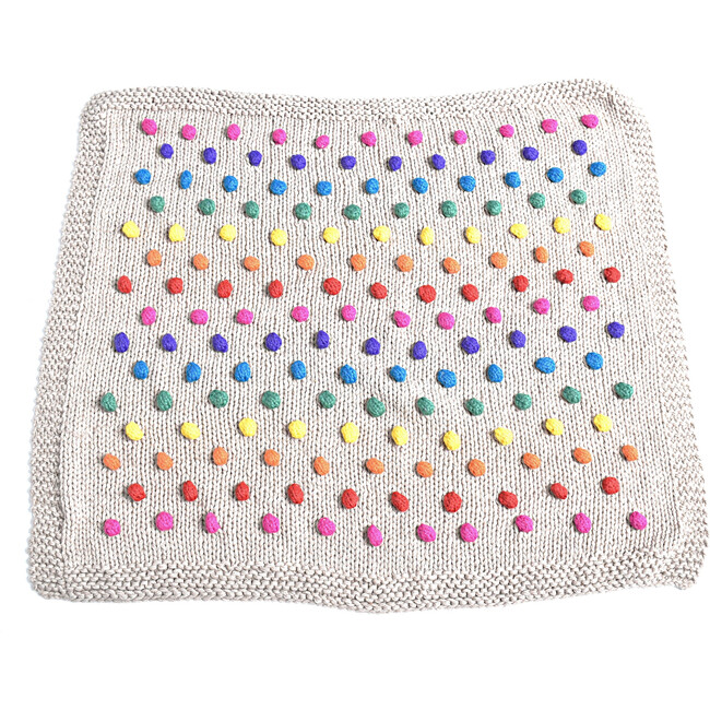 Pom Blanket, Oatmeal Multi - Throws - 1
