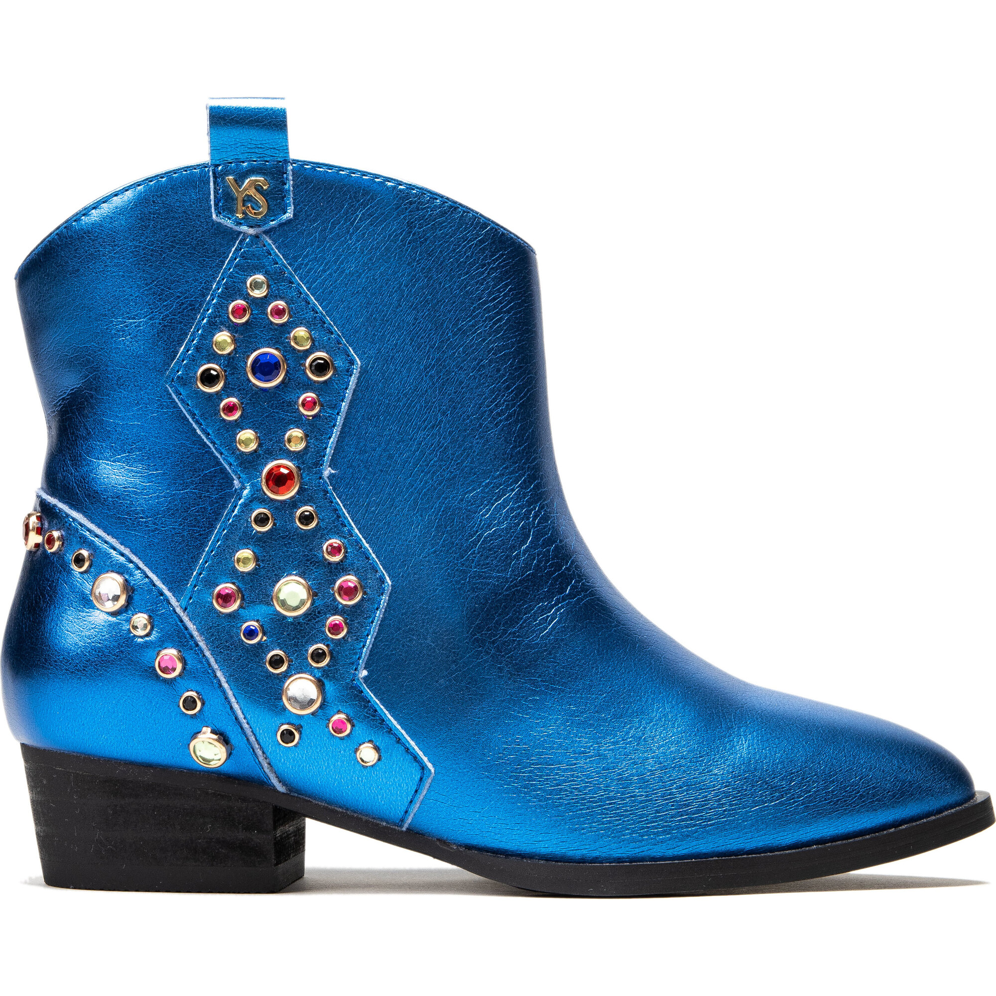 Miss Dallas Embellished Cowboy Boot, Blue Metallic - Yosi