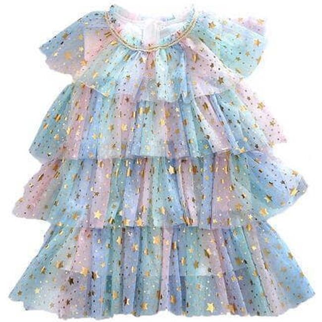 Pastel Stars Dress, Rainbow - Dresses - 1