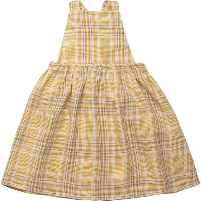 Conkers Pinafore, Hay Plaid Linen