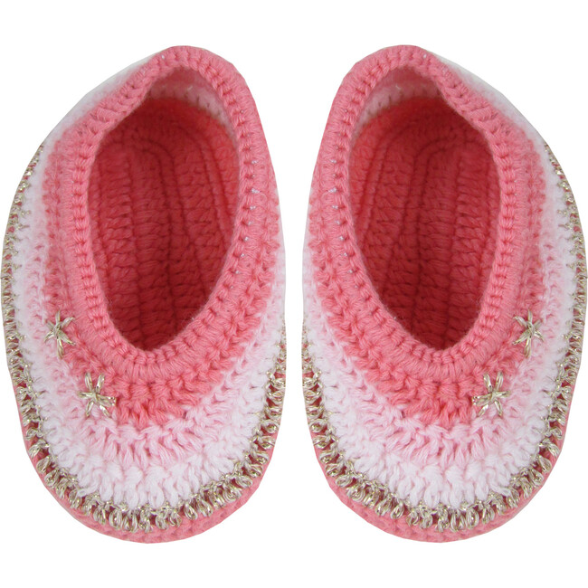 Crochet Rainbow Booties, Pink - Booties - 1