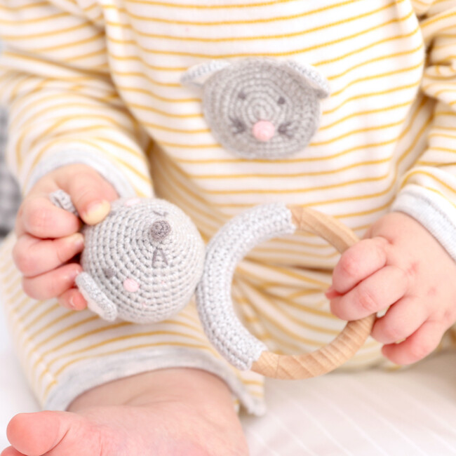 Crochet Mouse Ring Rattle Teether