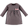 Striped Long Sleeve Dress, Grey & Pink - Dresses - 1 - thumbnail