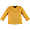 Ruffle Collar Top, Mustard - Shirts - 1 - thumbnail