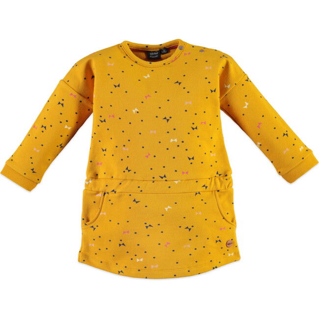 Flutter Print Dress, Mustard