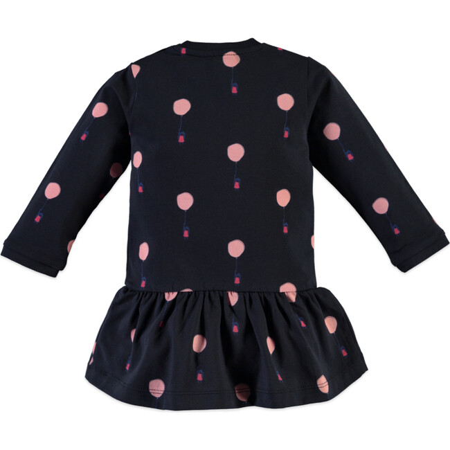 Balloon Print Dress, Navy - Dresses - 2