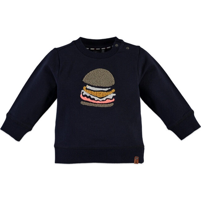 Burger Pullover, Navy - Sweatshirts - 1