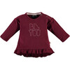 Ruffles Long Sleeve Tee, Burgundy - Tees - 1 - thumbnail