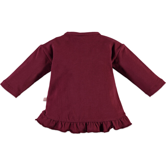 Ruffles Long Sleeve Tee, Burgundy - Tees - 2