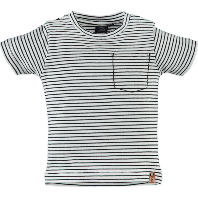 Striped Pocket Tee, Black - Tees - 1