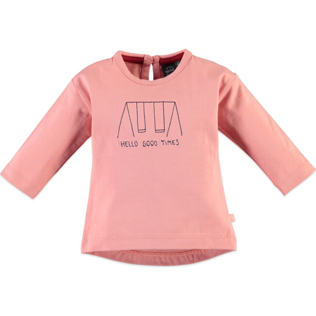 Hello Good Times Long Sleeve Tee, Peach