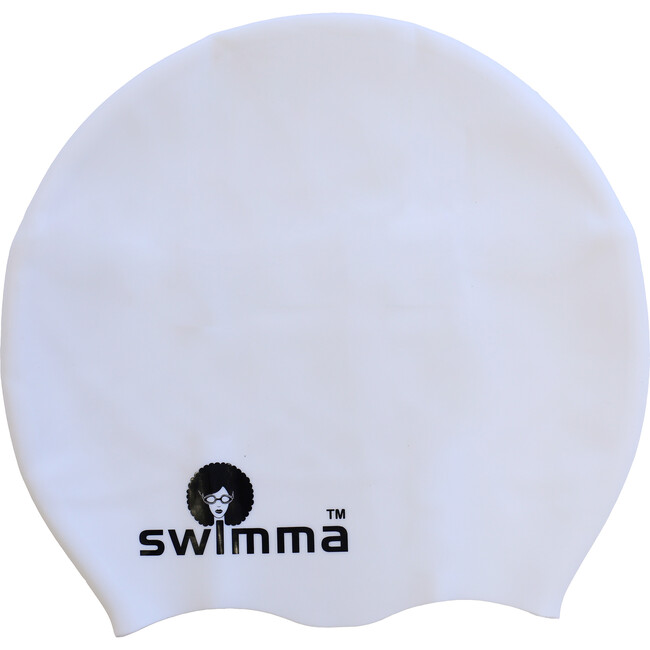 Afro-midi Swimcap, White - Swim Caps - 1
