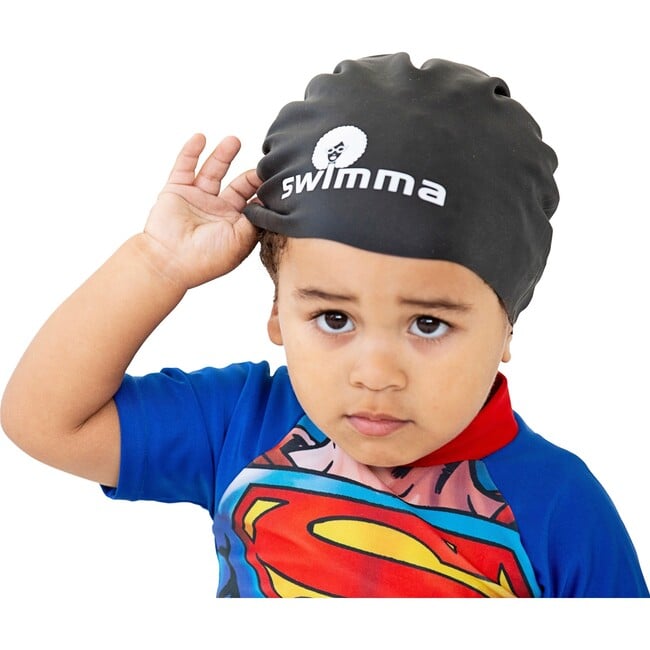 Afro-tots Swimcap, Black - Swim Caps - 2