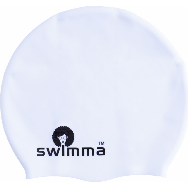 Afro-kids Swimcap, White - Swim Caps - 1