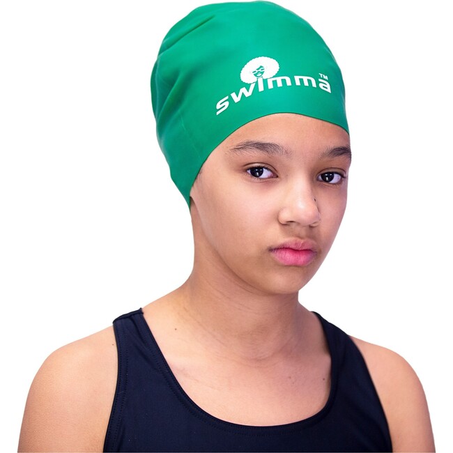 Afro-kids Swimcap, Green - Swim Caps - 2