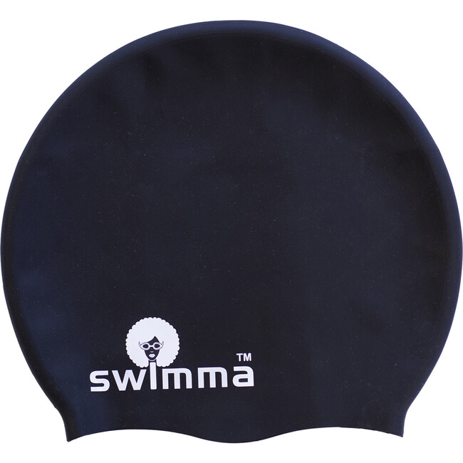 Afro-kids Swimcap, Black - Swim Caps - 1