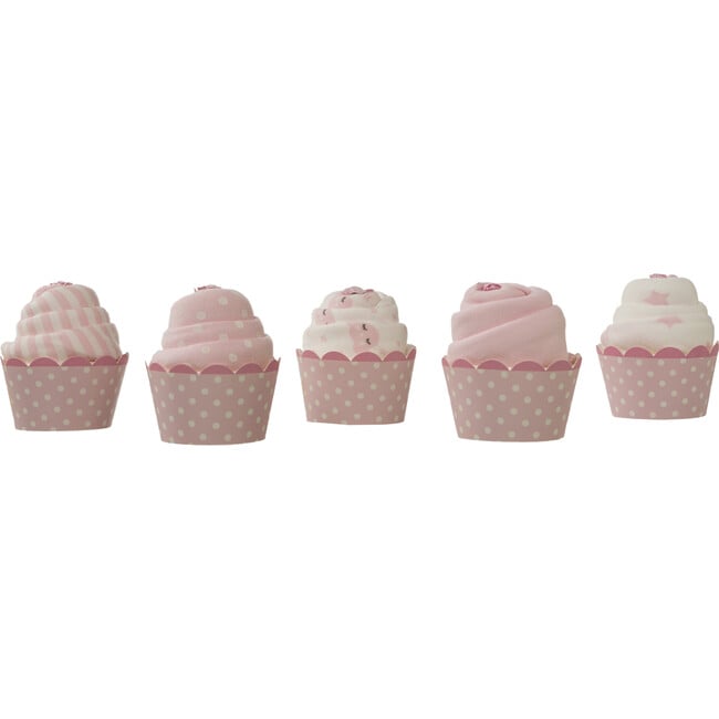 Patisserie 5-Pack Cupcake Baby Onesies, Pink