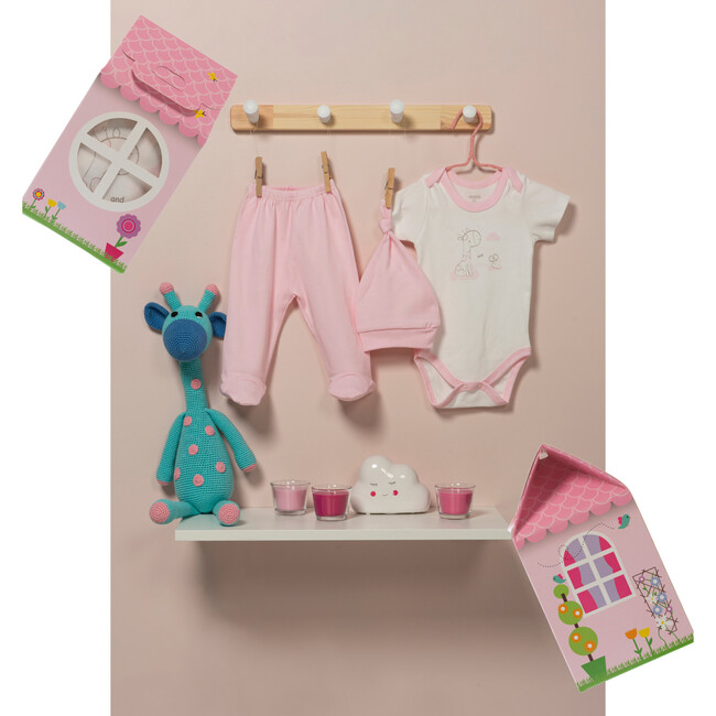 Patisserie Collection  3 Piece Layette Gift Set, Pink Giraffe - Onesies - 3