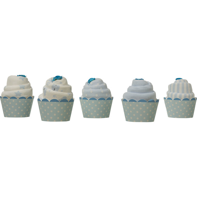 Patisserie 5-Pack Cupcake Baby Onesies, Blue