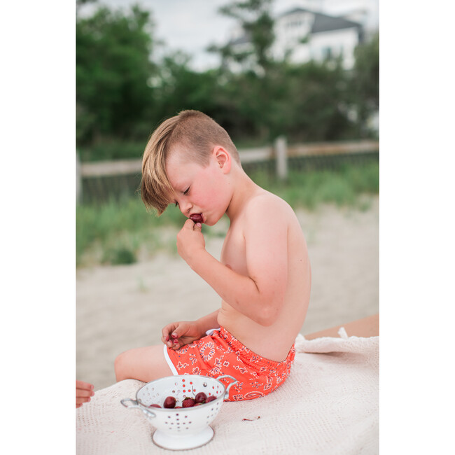 Drawstring Trunks, Red Bandana - Swim Trunks - 2