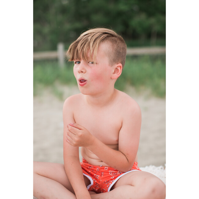 Drawstring Trunks, Red Bandana - Swim Trunks - 5