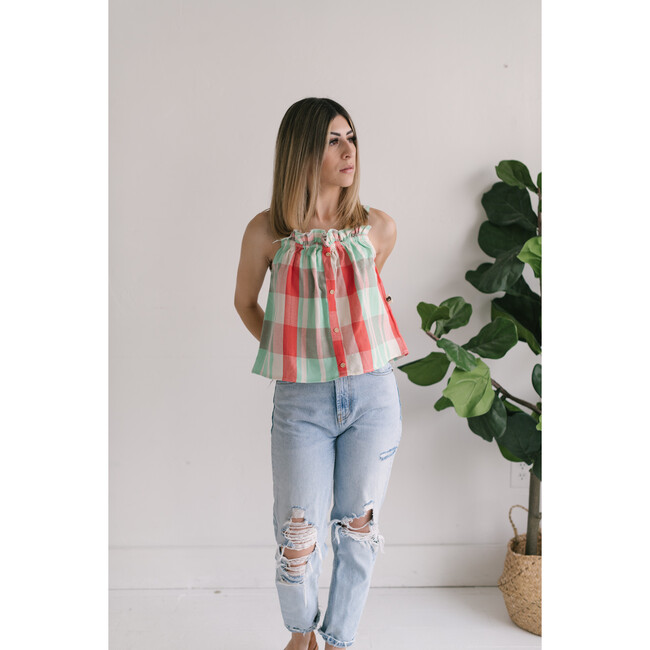 Celia Women Top, Salmon Menta - Blouses - 4