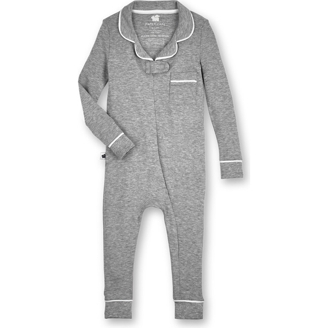 Footless Pajama Onesie, Heather Grey - Pajamas - 1