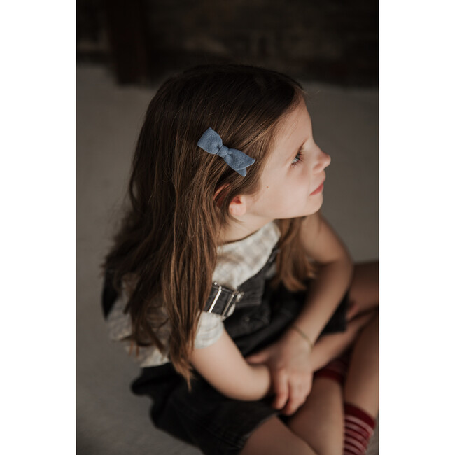 Petal Bow Clip, Blue - Hair Accessories - 2
