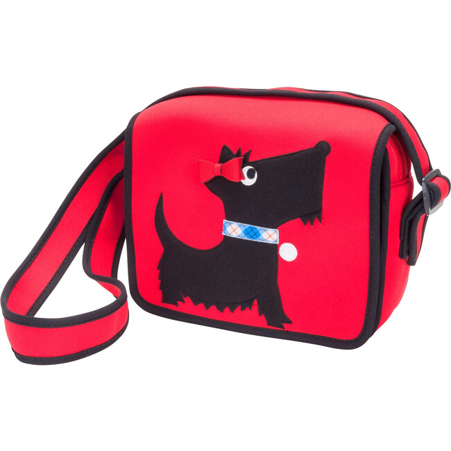 Scottie Crossbody Messenger Bag, Red and Black