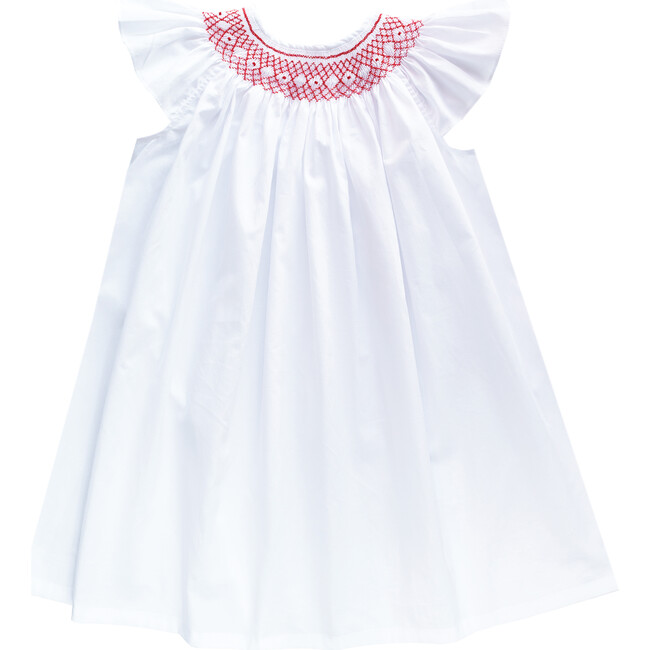 Alba Dress Embroidered, White & Red - Dresses - 1